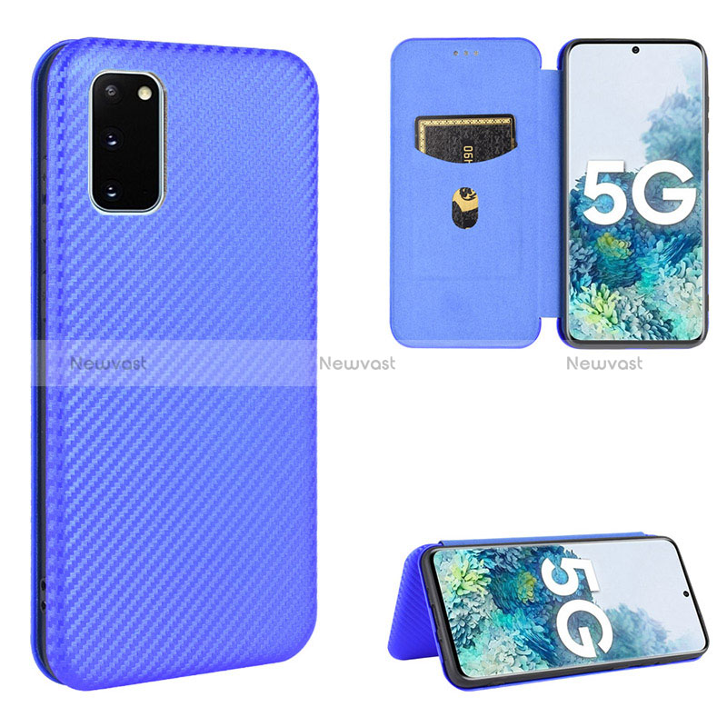 Leather Case Stands Flip Cover Holder L02Z for Samsung Galaxy S20 FE 5G Blue