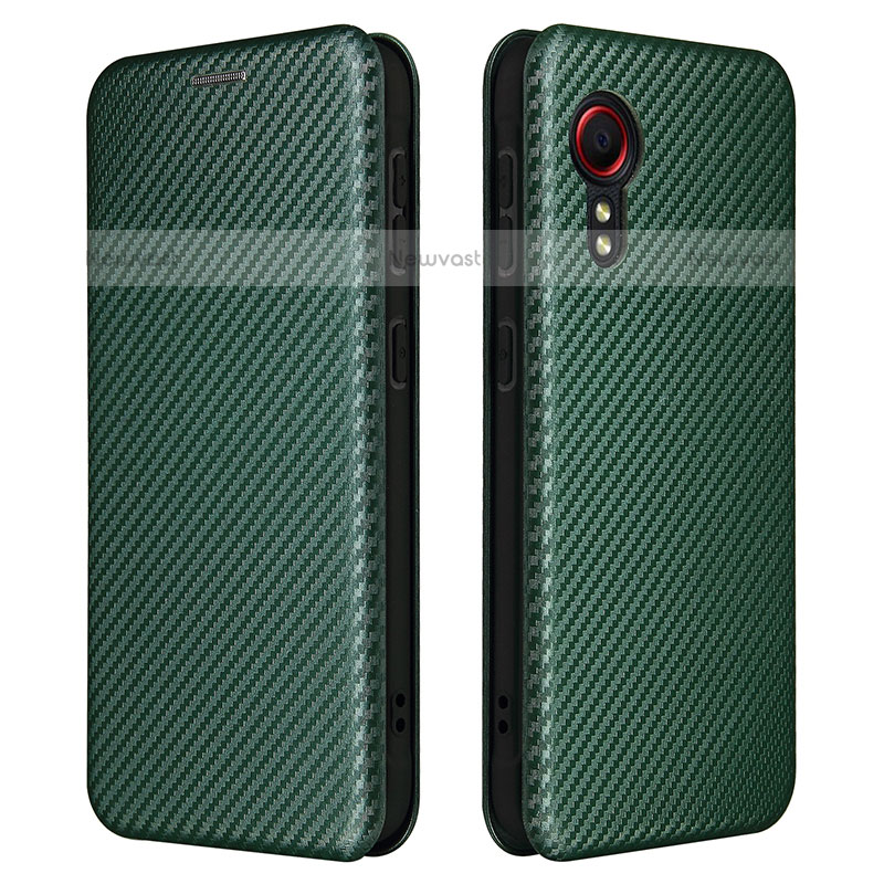 Leather Case Stands Flip Cover Holder L02Z for Samsung Galaxy XCover 5 SM-G525F Green