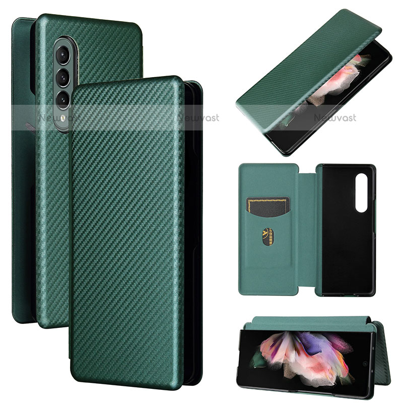 Leather Case Stands Flip Cover Holder L02Z for Samsung Galaxy Z Fold3 5G