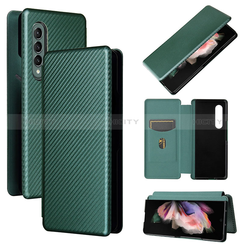 Leather Case Stands Flip Cover Holder L02Z for Samsung Galaxy Z Fold4 5G Green