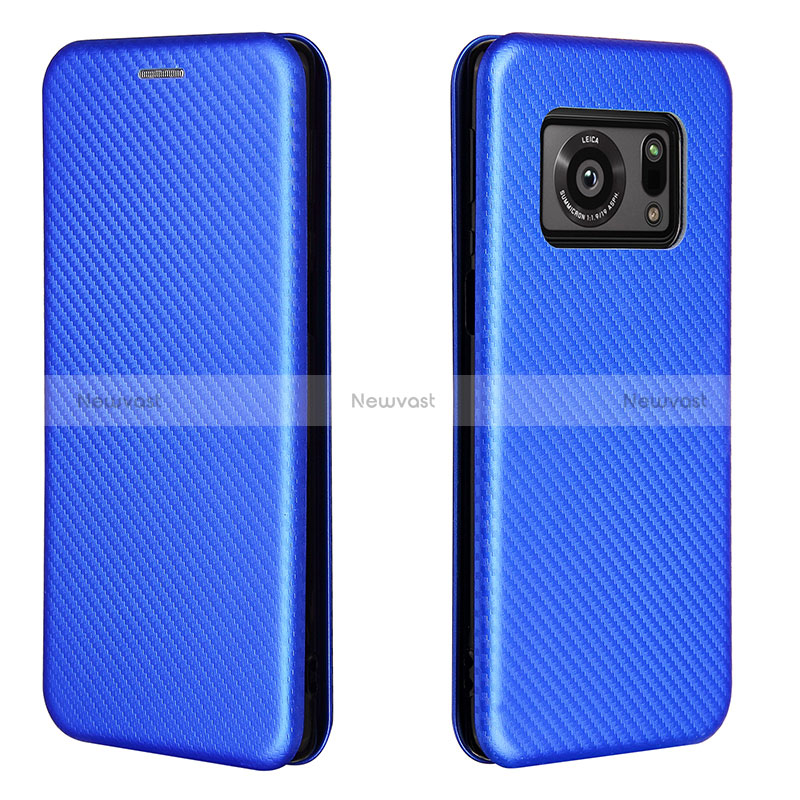 Leather Case Stands Flip Cover Holder L02Z for Sharp Aquos R6 Blue