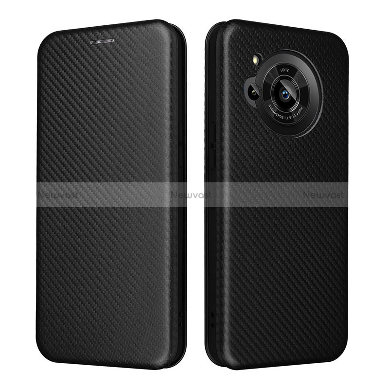 Leather Case Stands Flip Cover Holder L02Z for Sharp Aquos R7 Black