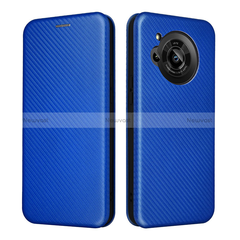 Leather Case Stands Flip Cover Holder L02Z for Sharp Aquos R7 Blue