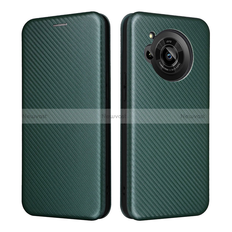 Leather Case Stands Flip Cover Holder L02Z for Sharp Aquos R7 Green