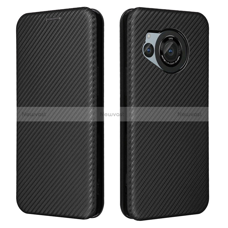 Leather Case Stands Flip Cover Holder L02Z for Sharp Aquos R8 Black