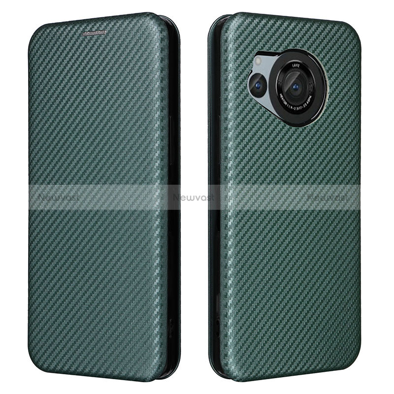 Leather Case Stands Flip Cover Holder L02Z for Sharp Aquos R8 Green