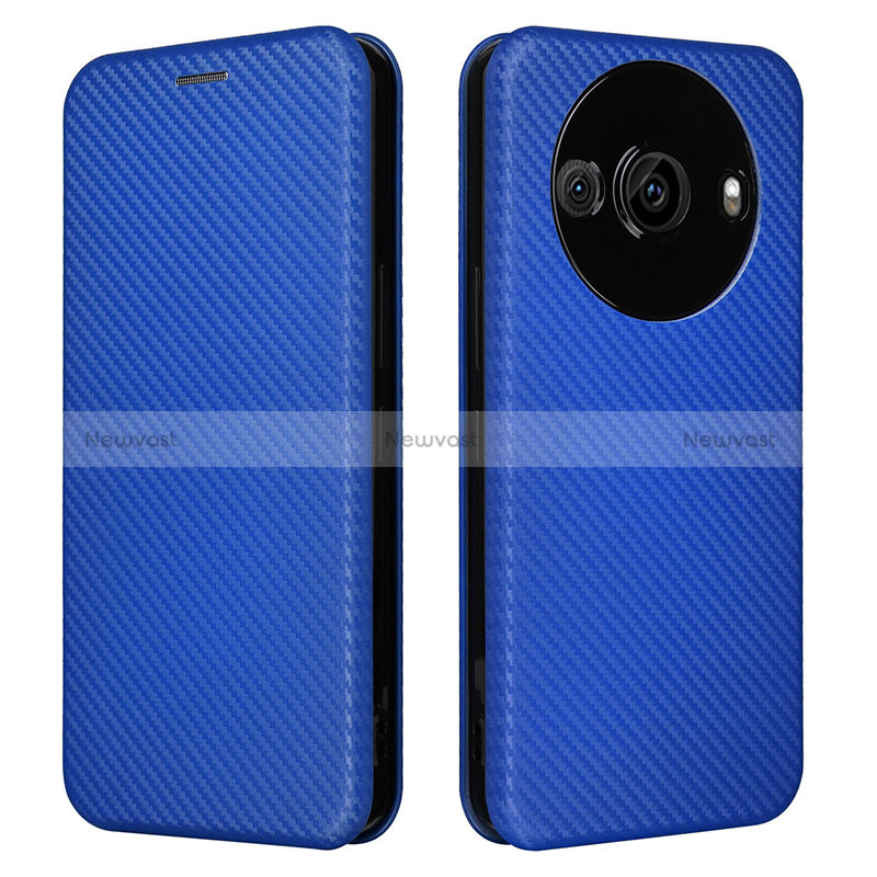 Leather Case Stands Flip Cover Holder L02Z for Sharp Aquos R8 Pro Blue