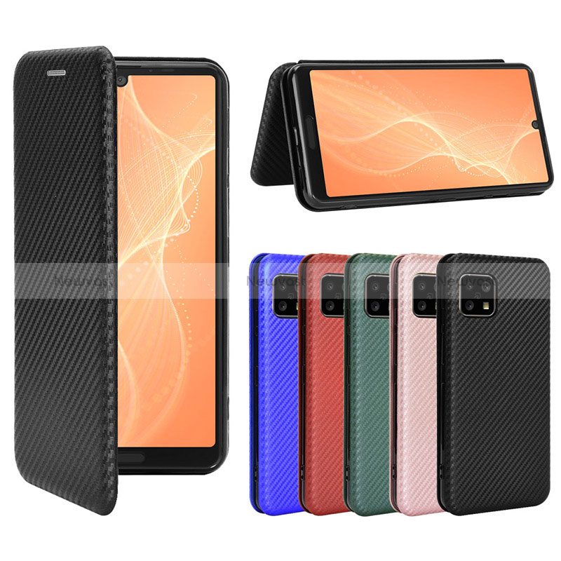 Leather Case Stands Flip Cover Holder L02Z for Sharp Aquos Sense4 Lite