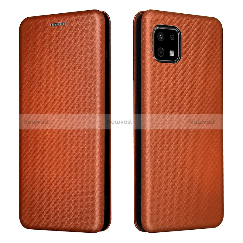 Leather Case Stands Flip Cover Holder L02Z for Sharp Aquos Sense6 Brown