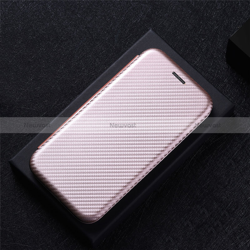 Leather Case Stands Flip Cover Holder L02Z for Sharp Simple Sumaho 6 Rose Gold