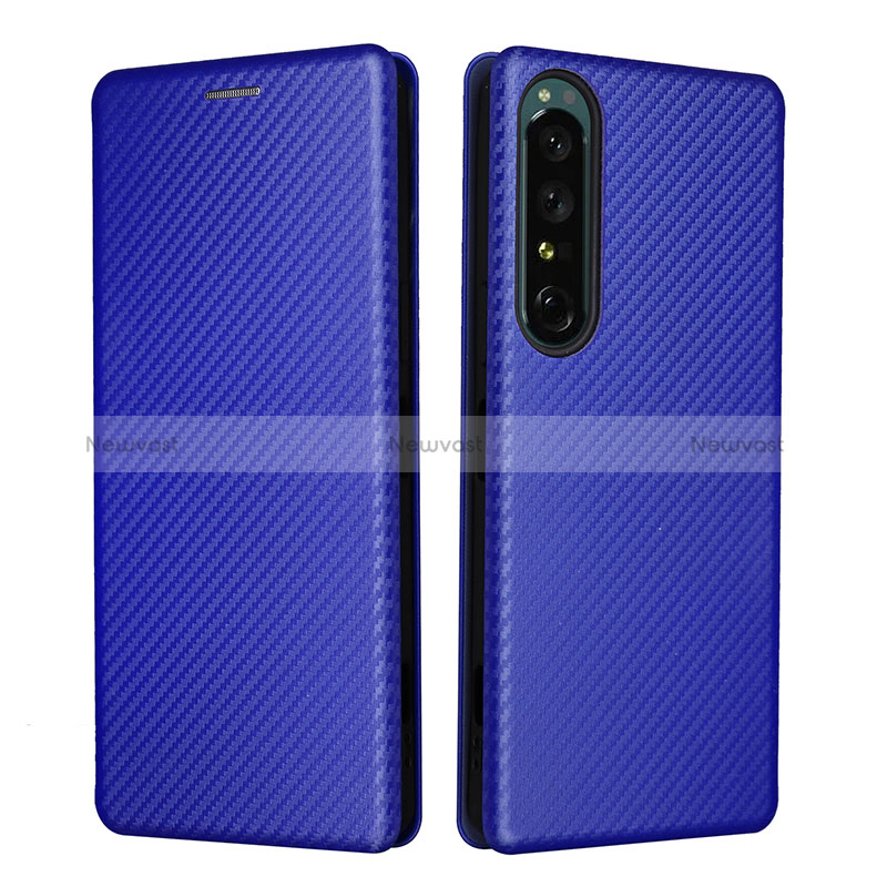 Leather Case Stands Flip Cover Holder L02Z for Sony Xperia 1 IV Blue