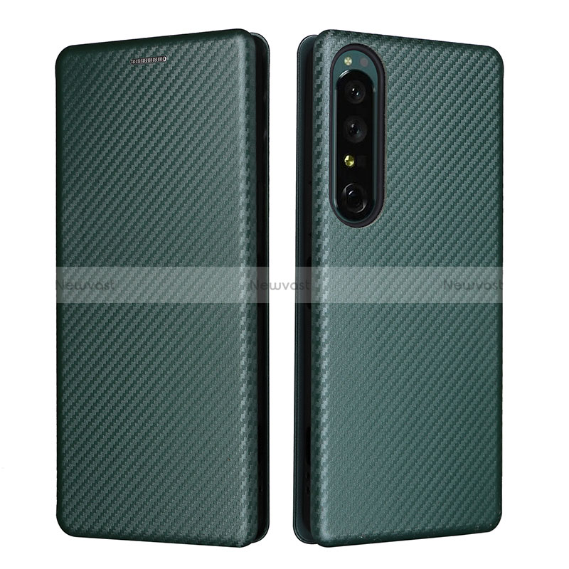 Leather Case Stands Flip Cover Holder L02Z for Sony Xperia 1 IV Green