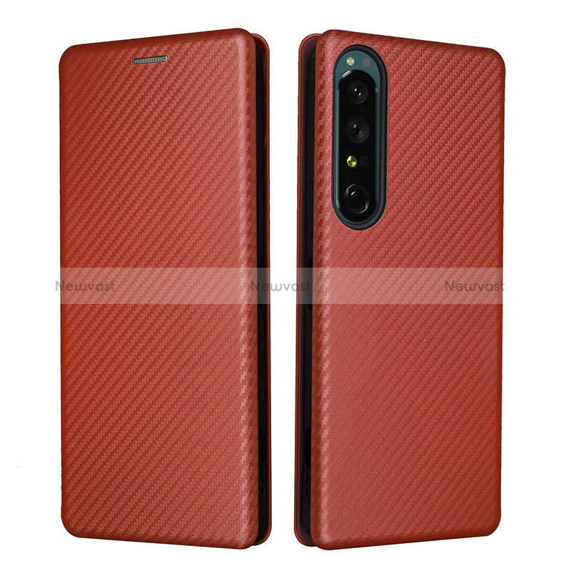 Leather Case Stands Flip Cover Holder L02Z for Sony Xperia 1 IV SO-51C Brown