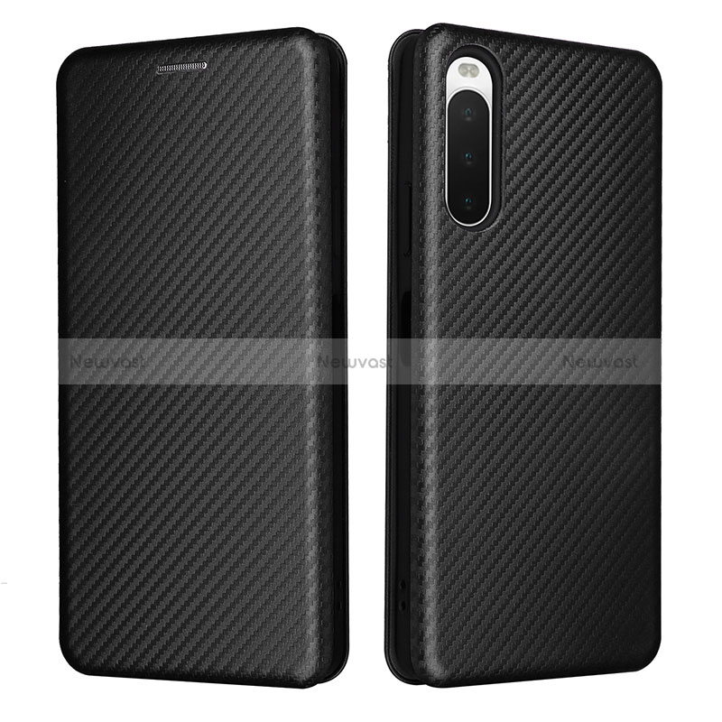 Leather Case Stands Flip Cover Holder L02Z for Sony Xperia 10 V Black