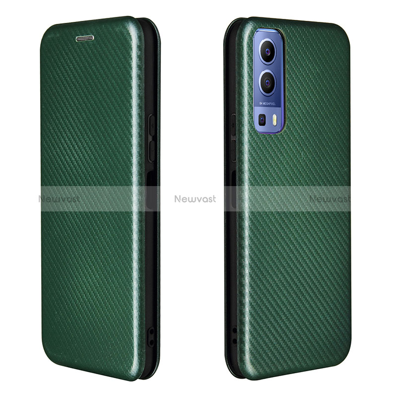 Leather Case Stands Flip Cover Holder L02Z for Vivo iQOO Z3 5G Green