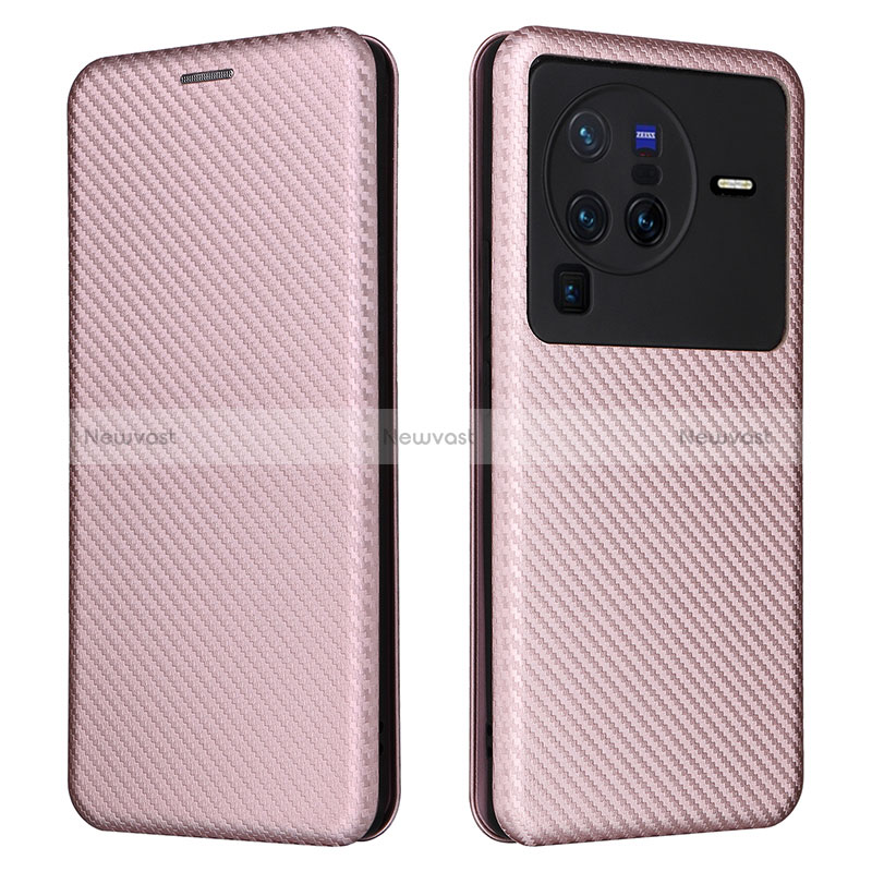 Leather Case Stands Flip Cover Holder L02Z for Vivo X80 Pro 5G