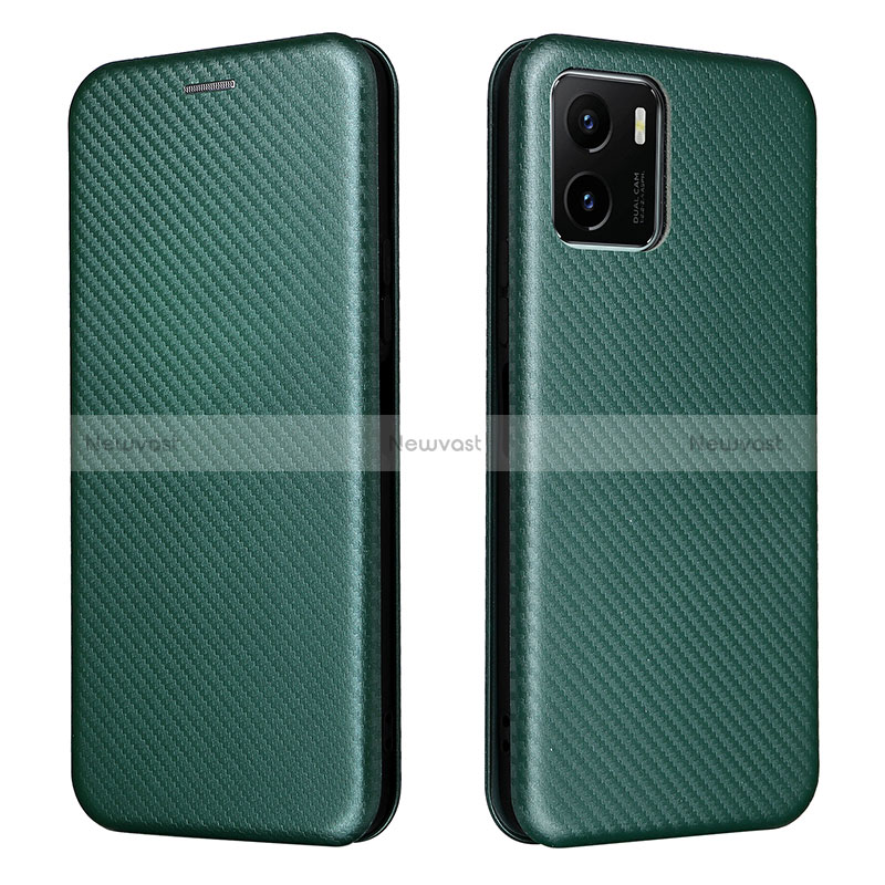 Leather Case Stands Flip Cover Holder L02Z for Vivo Y10 Green