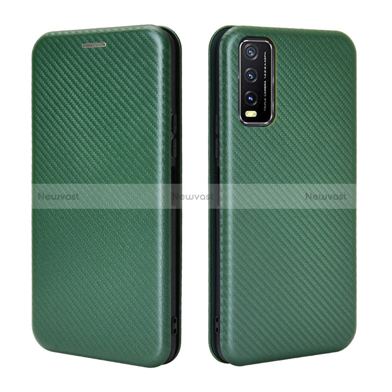 Leather Case Stands Flip Cover Holder L02Z for Vivo Y12A Green