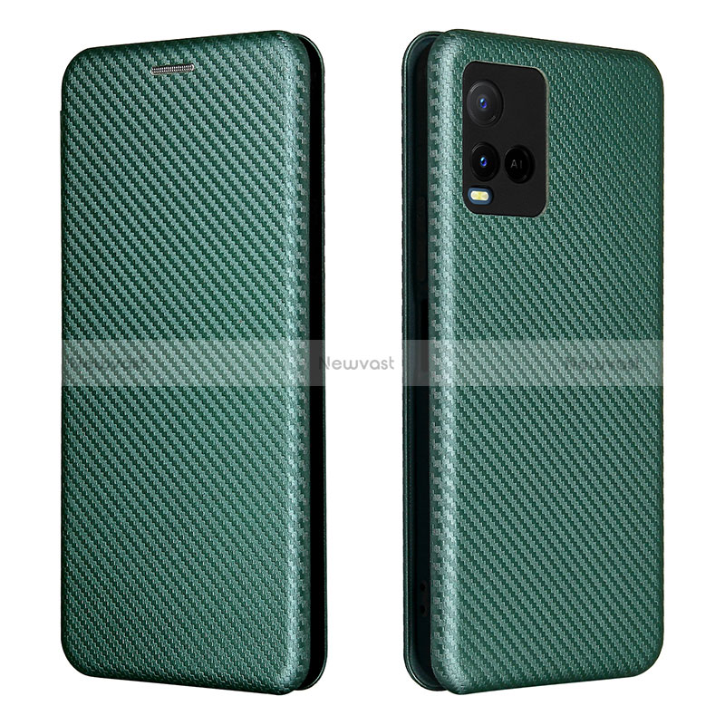 Leather Case Stands Flip Cover Holder L02Z for Vivo Y21 Green