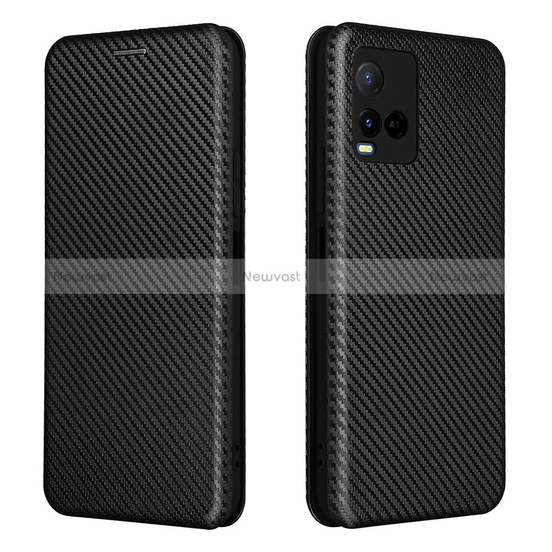 Leather Case Stands Flip Cover Holder L02Z for Vivo Y21s Black