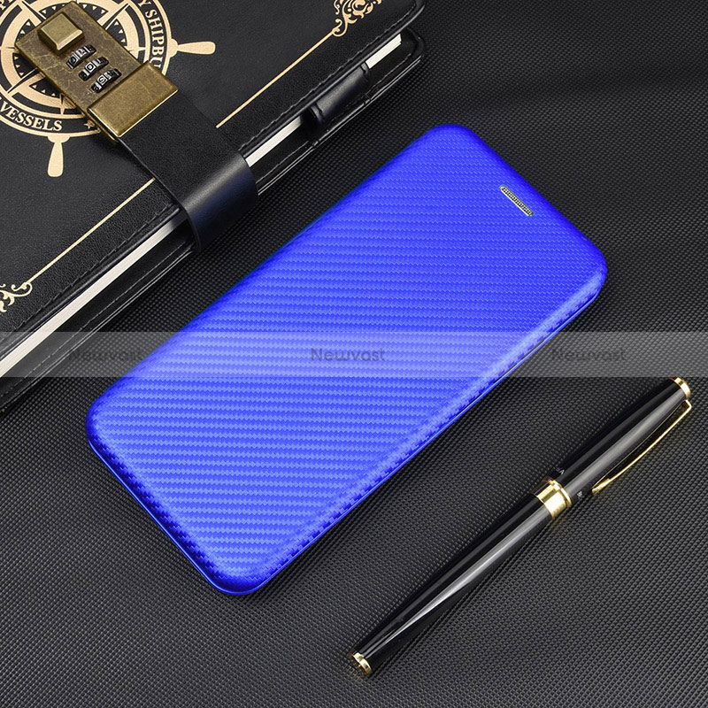 Leather Case Stands Flip Cover Holder L02Z for Xiaomi Poco M2 Blue