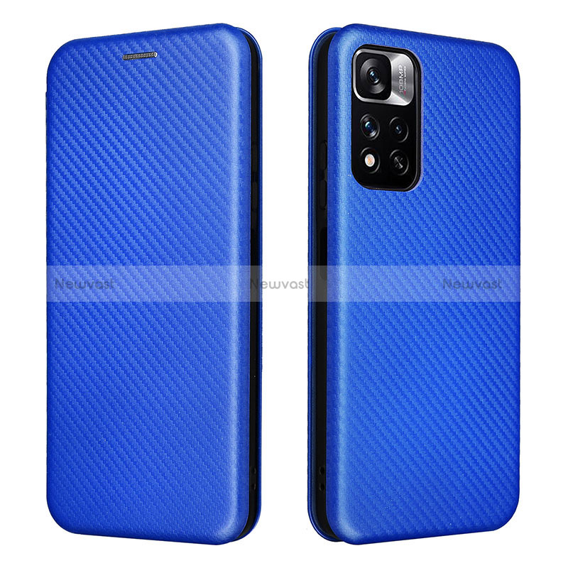 Leather Case Stands Flip Cover Holder L02Z for Xiaomi Poco M4 Pro 5G Blue