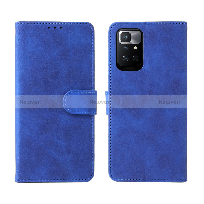 Leather Case Stands Flip Cover Holder L02Z for Xiaomi Redmi 10 (2022) Blue