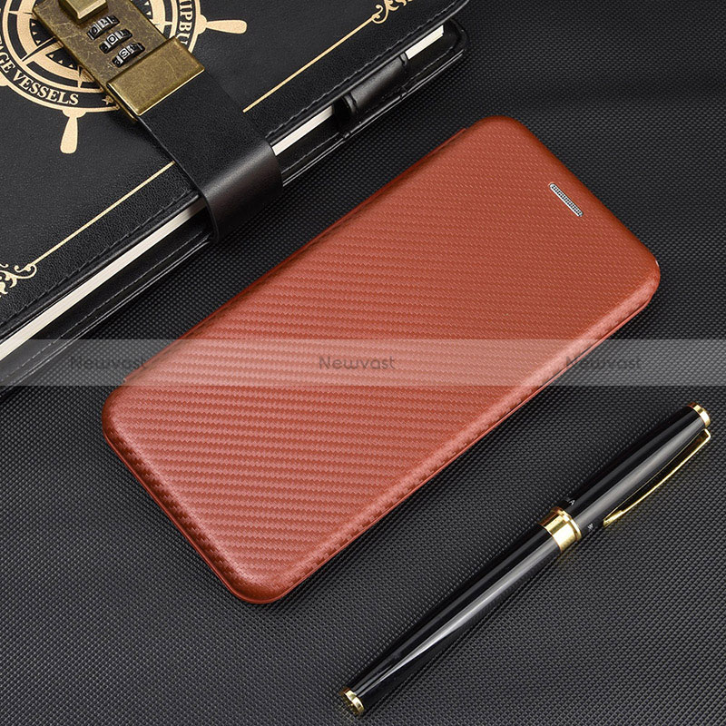 Leather Case Stands Flip Cover Holder L02Z for Xiaomi Redmi 9 Prime India Brown