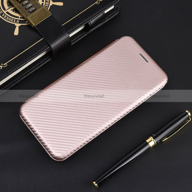 Leather Case Stands Flip Cover Holder L02Z for Xiaomi Redmi 9 Prime India Rose Gold