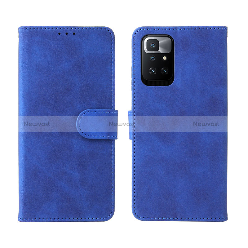 Leather Case Stands Flip Cover Holder L02Z for Xiaomi Redmi Note 11 4G (2021) Blue
