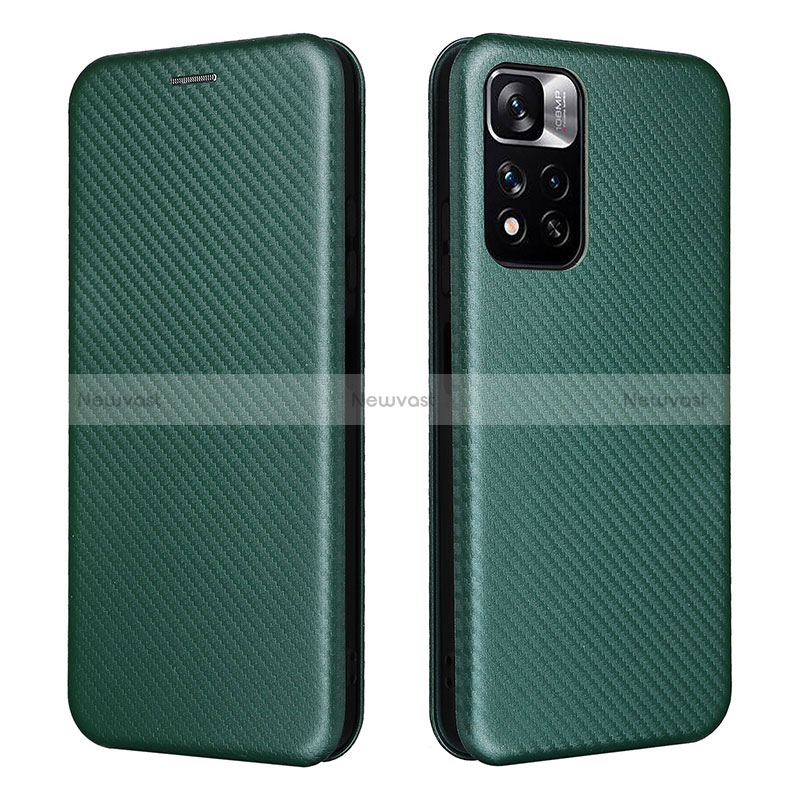 Leather Case Stands Flip Cover Holder L02Z for Xiaomi Redmi Note 11 5G Green