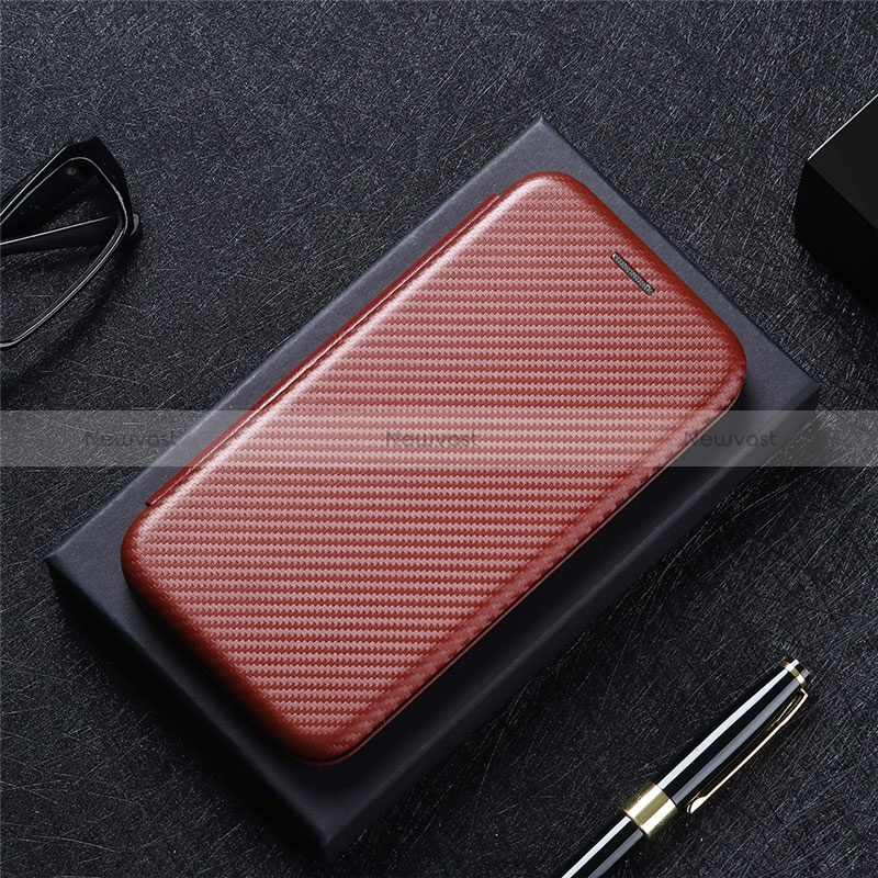 Leather Case Stands Flip Cover Holder L02Z for Xiaomi Redmi Note 11E Pro 5G Brown