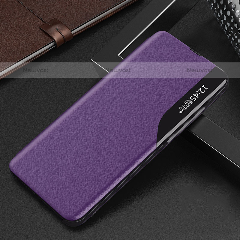 Leather Case Stands Flip Cover Holder L03 for Oppo Find X3 Pro 5G Purple