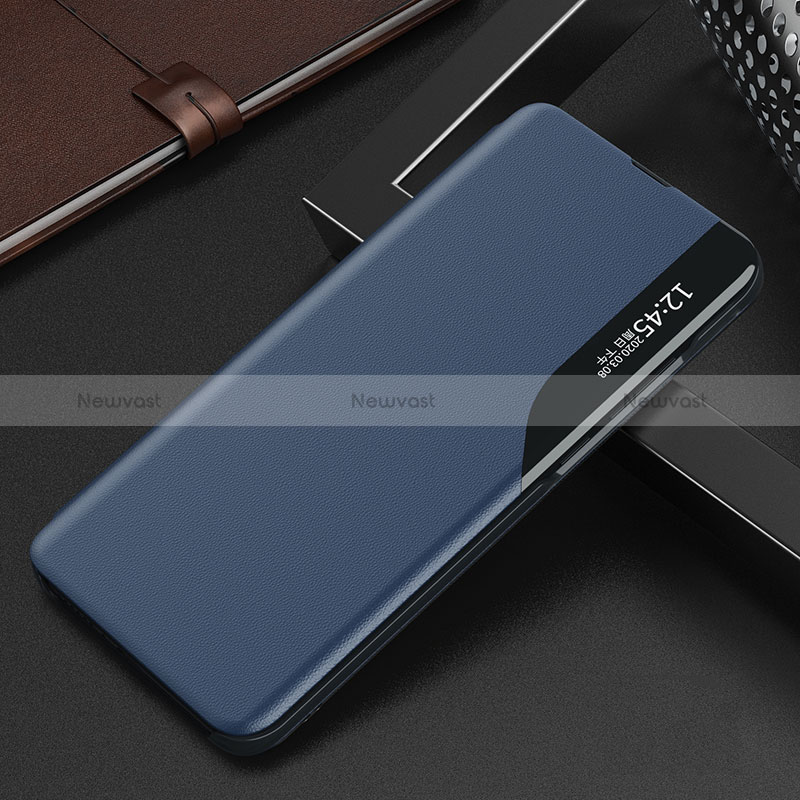 Leather Case Stands Flip Cover Holder L03 for Oppo Reno9 5G Blue