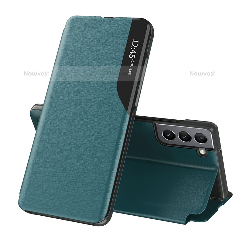 Leather Case Stands Flip Cover Holder L03 for Samsung Galaxy S21 Plus 5G Green