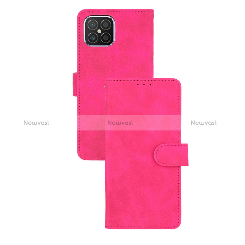 Leather Case Stands Flip Cover Holder L03Z for Huawei Nova 8 SE 4G Hot Pink