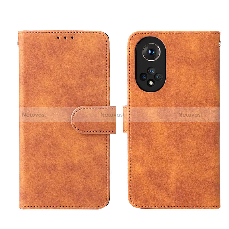 Leather Case Stands Flip Cover Holder L03Z for Huawei Nova 9 Brown