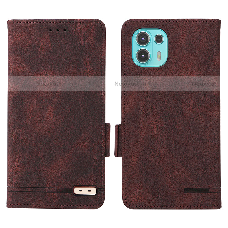 Leather Case Stands Flip Cover Holder L03Z for Motorola Moto Edge 20 Lite 5G Brown