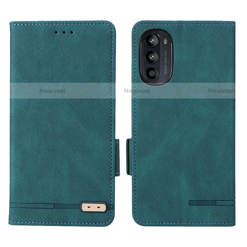 Leather Case Stands Flip Cover Holder L03Z for Motorola Moto Edge (2022) 5G Green