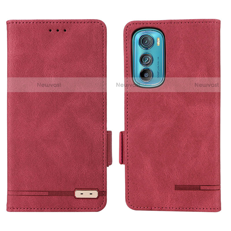 Leather Case Stands Flip Cover Holder L03Z for Motorola Moto Edge 30 5G Red