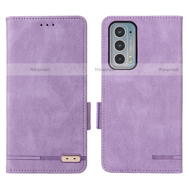 Leather Case Stands Flip Cover Holder L03Z for Motorola Moto Edge Lite 5G Purple