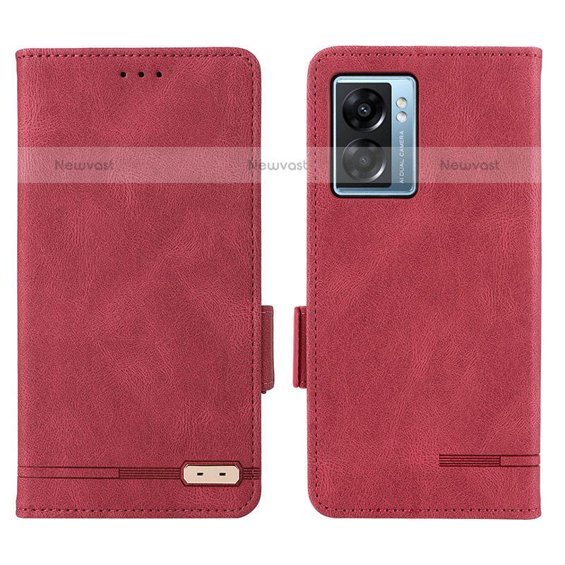 Leather Case Stands Flip Cover Holder L03Z for OnePlus Nord N300 5G Red