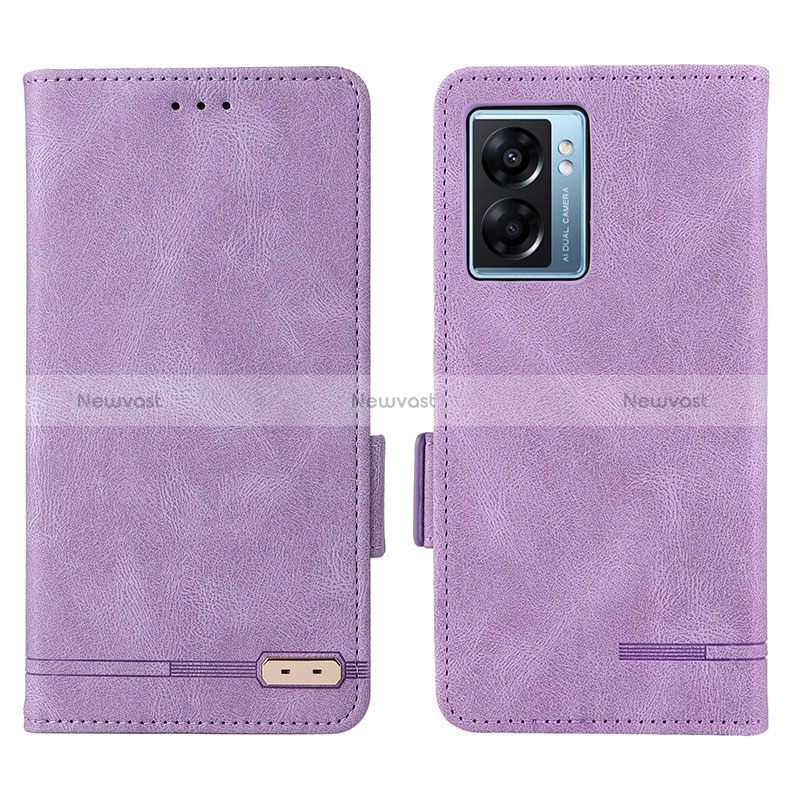 Leather Case Stands Flip Cover Holder L03Z for Oppo K10 5G India Purple