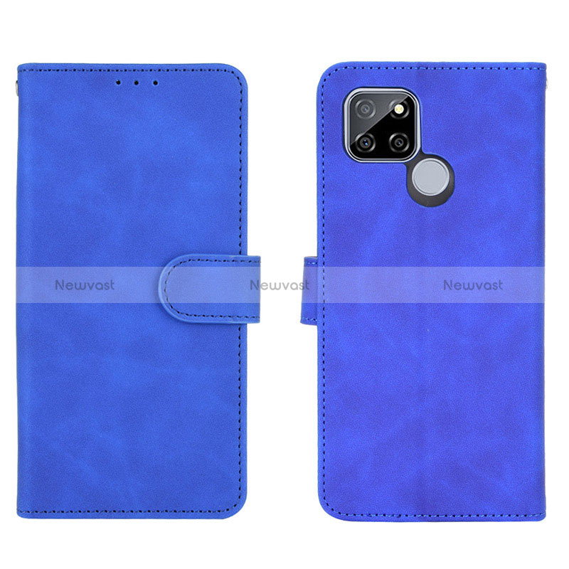 Leather Case Stands Flip Cover Holder L03Z for Realme Q2i 5G Blue