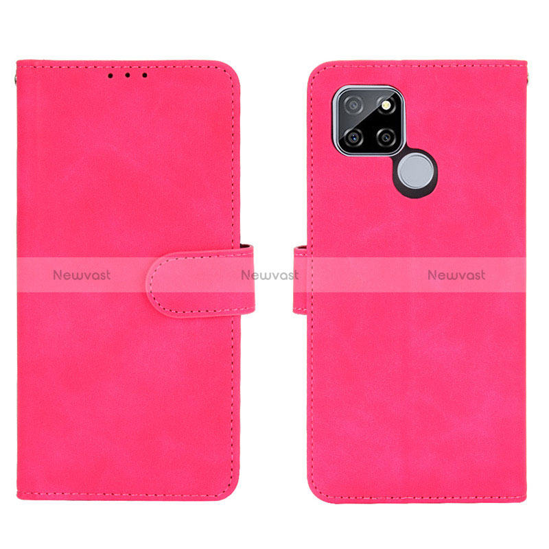 Leather Case Stands Flip Cover Holder L03Z for Realme V3 5G Hot Pink