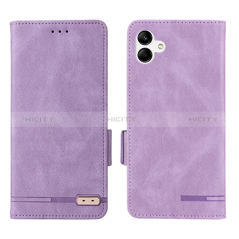 Leather Case Stands Flip Cover Holder L03Z for Samsung Galaxy A04E Purple