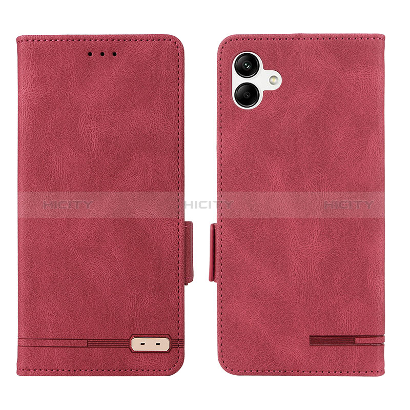 Leather Case Stands Flip Cover Holder L03Z for Samsung Galaxy A04E Red