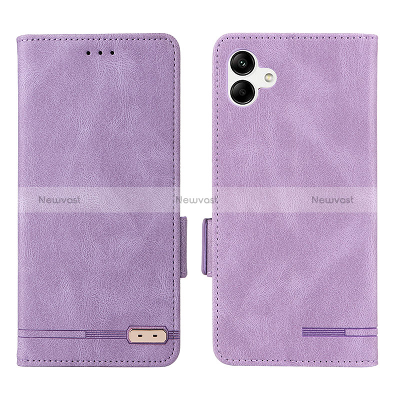 Leather Case Stands Flip Cover Holder L03Z for Samsung Galaxy A05 Purple