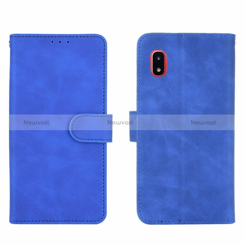 Leather Case Stands Flip Cover Holder L03Z for Samsung Galaxy A20 SC-02M SCV46 Blue