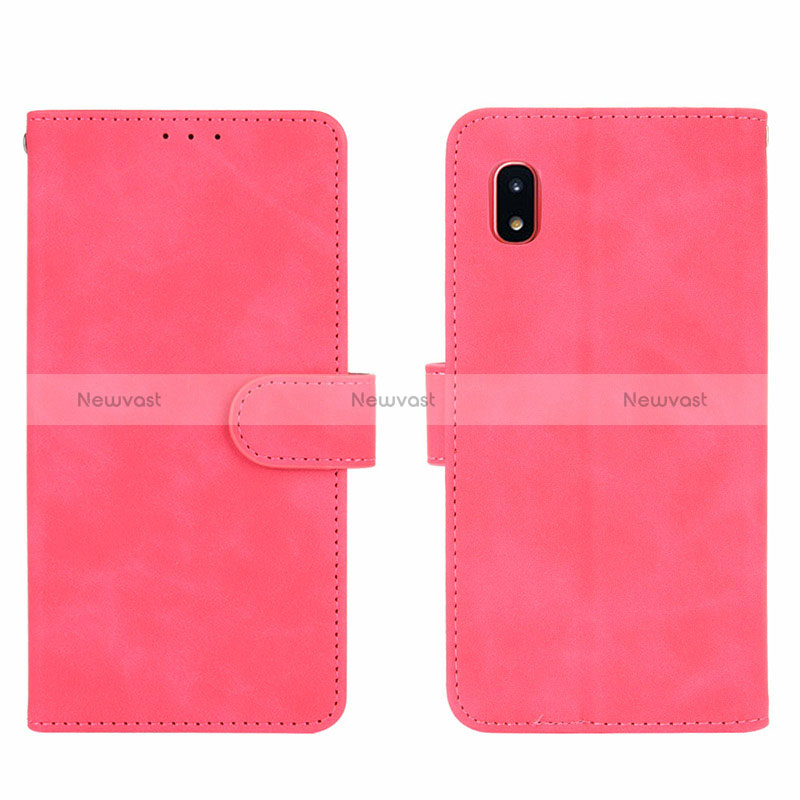 Leather Case Stands Flip Cover Holder L03Z for Samsung Galaxy A20 SC-02M SCV46 Hot Pink